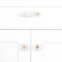 Glassia | Wispy White Glass Knob | 1.5" Square