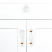Glassia | Wispy White Glass Knob | 2.5" Circle