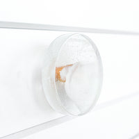 Glassia | Wispy White Glass Knob | 2.5" Circle