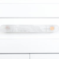 Glassia | Wispy White Glass Oblong Pull | 6” CC
