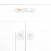 Glassia | Wispy White Glass Knob | 3" Half Moon