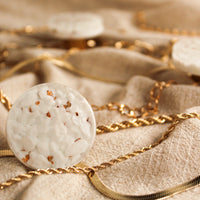 Pebble | Gold Fleck White | 1.5" Circle Knob