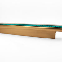 Cove | Sea Green | 4” CC Pull | Satin Brass Finish