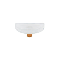 Glassia | Wispy White Glass Knob | 3" Half Moon