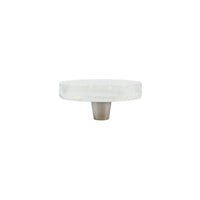 Glassia Wispy White Glass Knob 2.5" Round Knob with Stainless Steel Stem