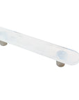Glassia Wispy White Glass 4" CC Pill Pull with Stainless Steel Stems
