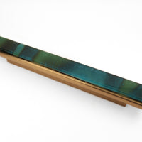 Cove | Sea Green | 4” CC Pull | Satin Brass Finish