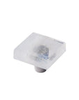 Glassia Wispy White Glass Knob 1.5" Square Knob with Stainless Steel Post