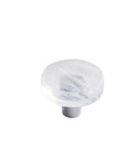 Glassia Wispy White Glass Knob 1.5" Round Knob with Stainless Steel Post