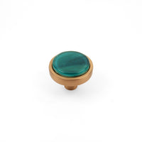 Cove | Sea Green | Round Knob | Satin Brass Finish