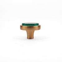 Cove | Sea Green | Round Knob | Satin Brass Finish