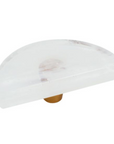 Glassia | Wispy White Glass Knob | 3" Half Moon