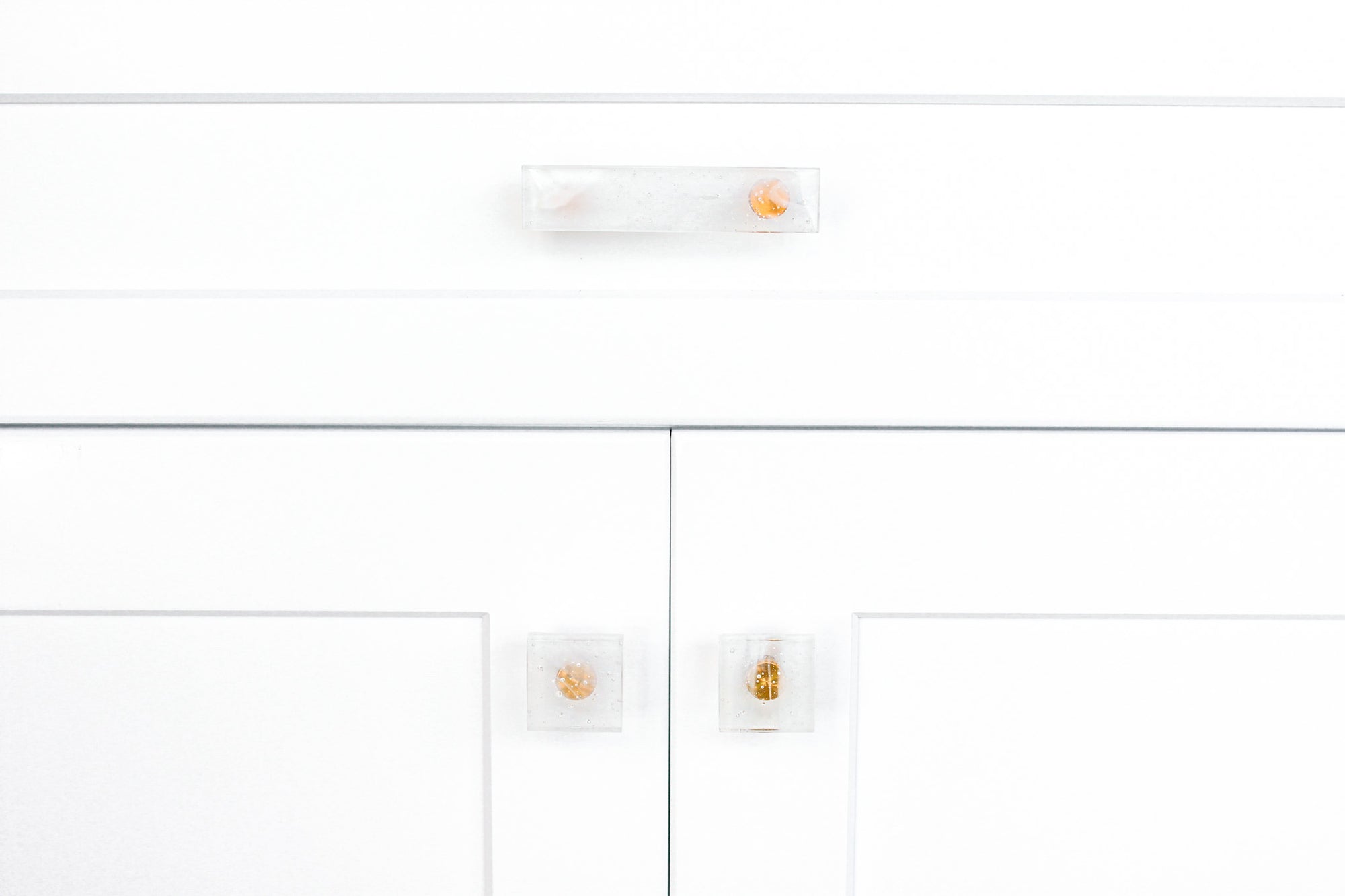 Glassia | Wispy White Glass Pull | 3" CC