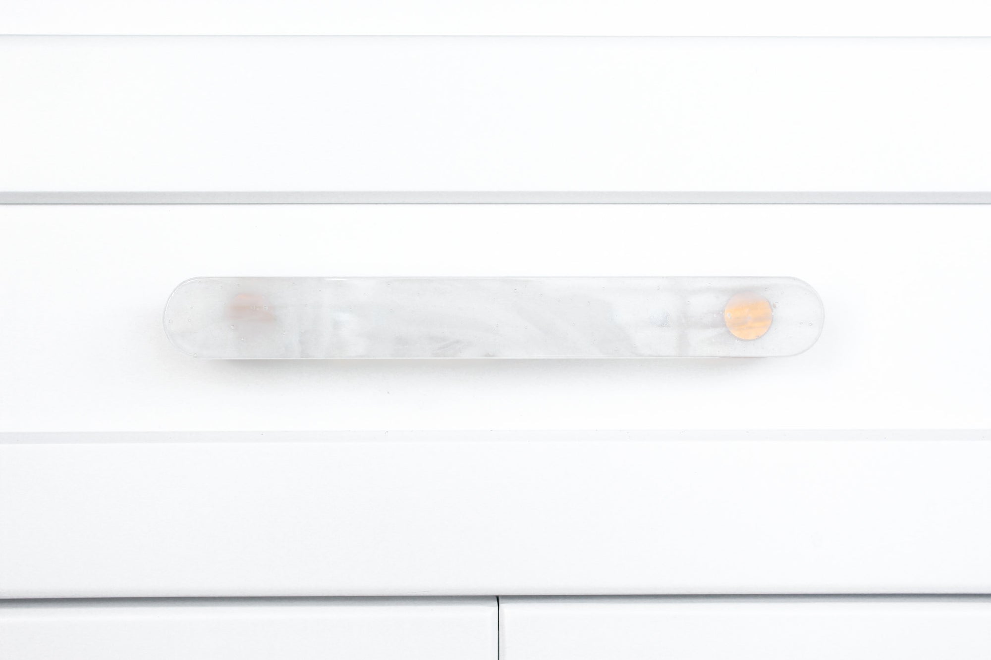 Glassia | Wispy White Glass Oblong Pull | 6” CC