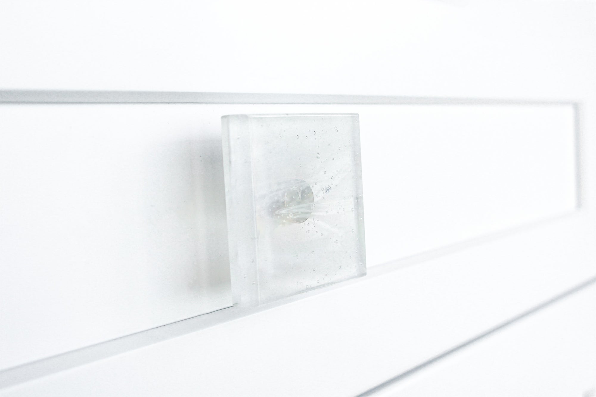 Glassia | Wispy White Glass Knob | 2.5" Square