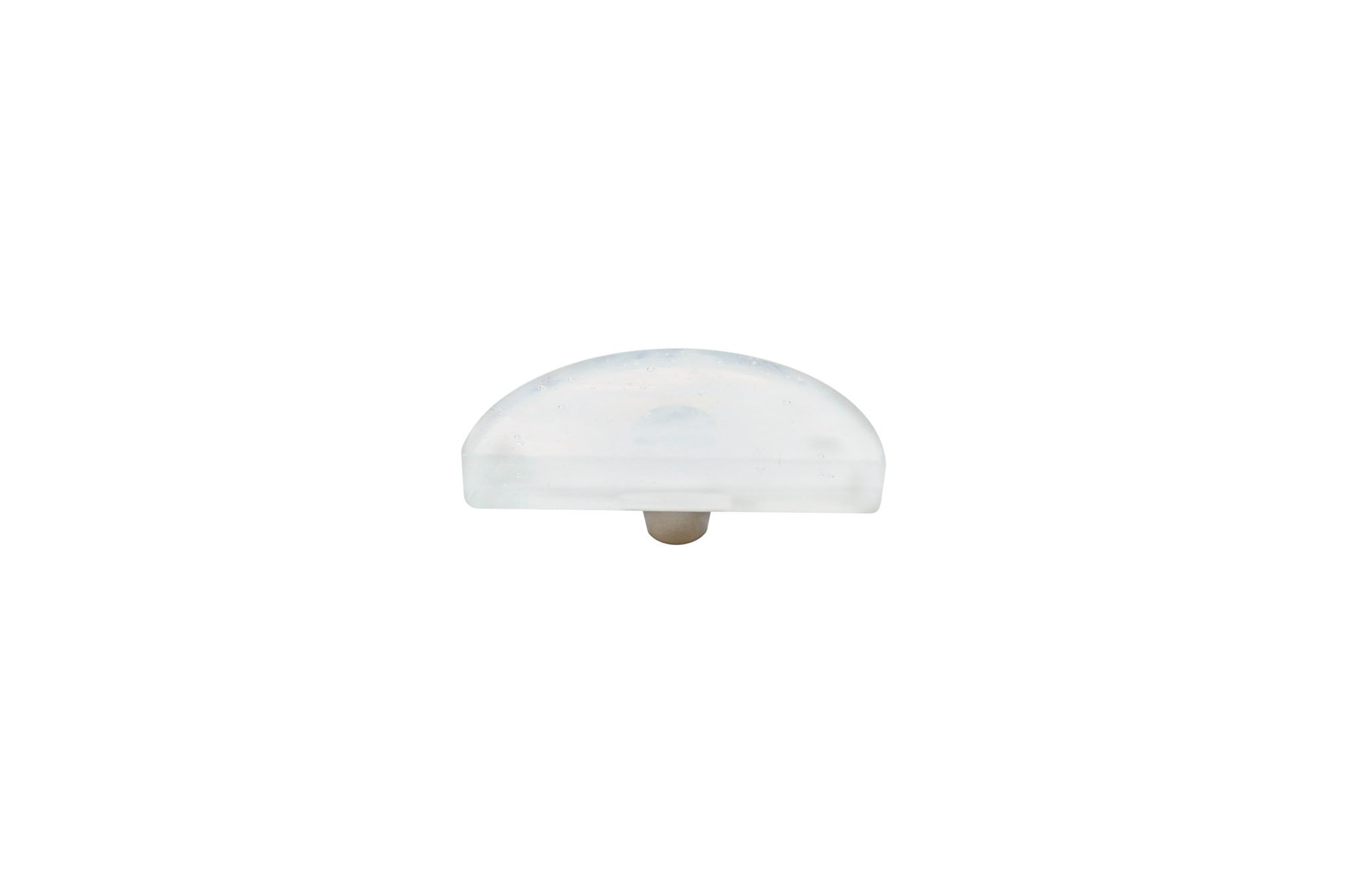 Glassia | Wispy White Glass Knob | 3" Half Moon