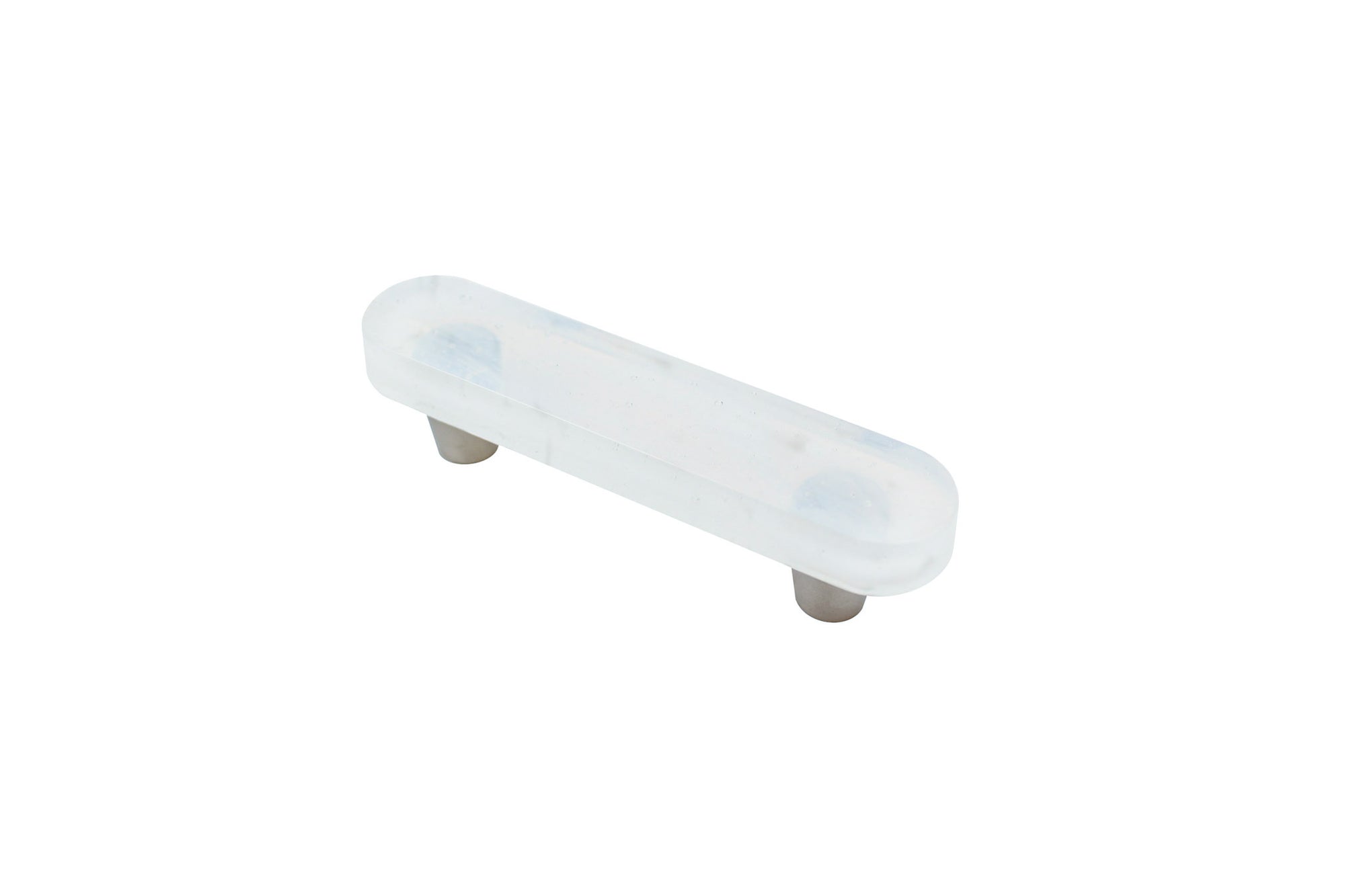 Glassia | Wispy White Glass Pill Pull | 3” CC