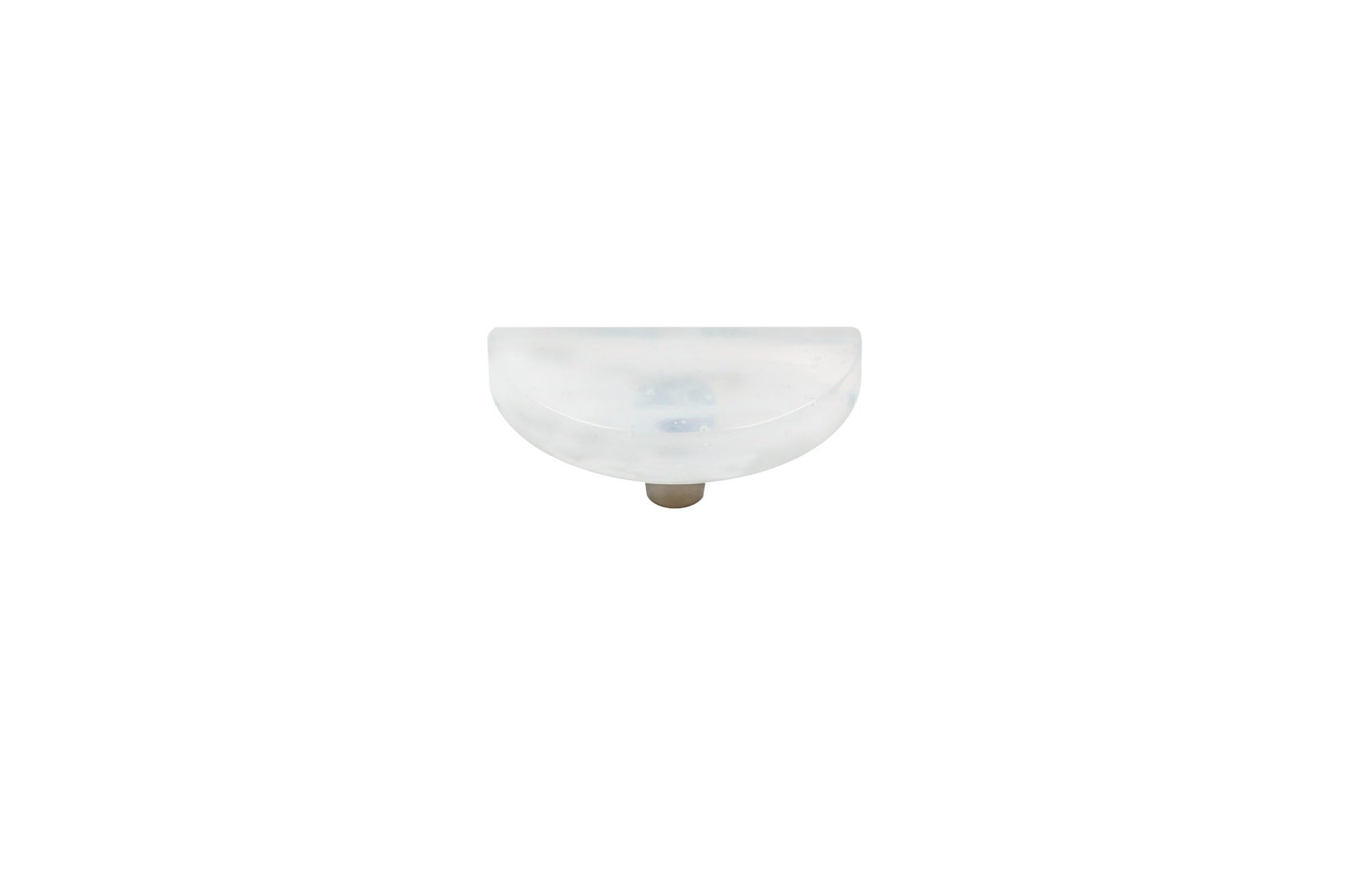 Glassia | Wispy White Glass Knob | 3" Half Moon