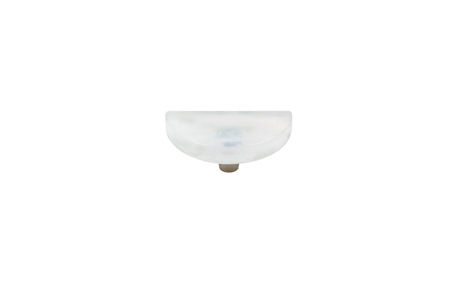 Glassia | Wispy White Glass Knob | 3" Half Moon