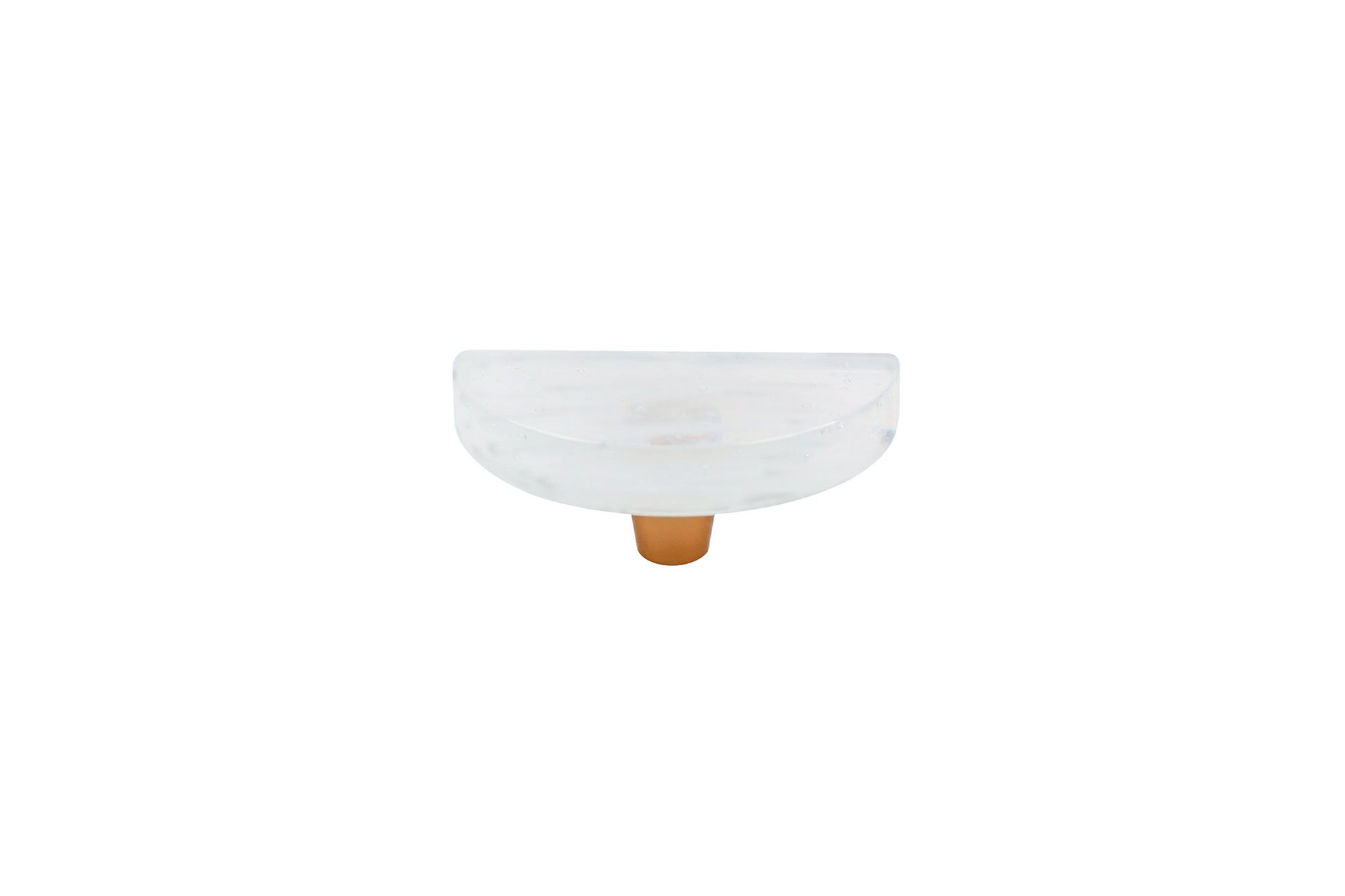 Glassia | Wispy White Glass Knob | 3" Half Moon