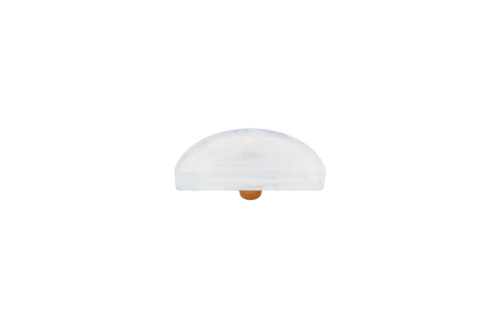 Glassia | Wispy White Glass Knob | 3" Half Moon