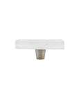 Glassia Wispy White Large Square Glass Knob with Stainless Steel Stem