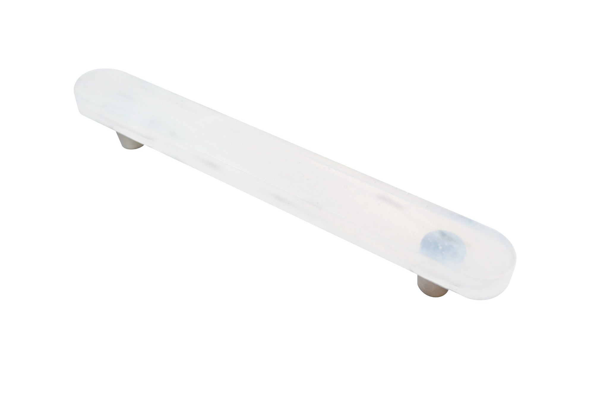 Glassia Wispy White Glass 4" CC Pill Pull with Stainless Steel Stem