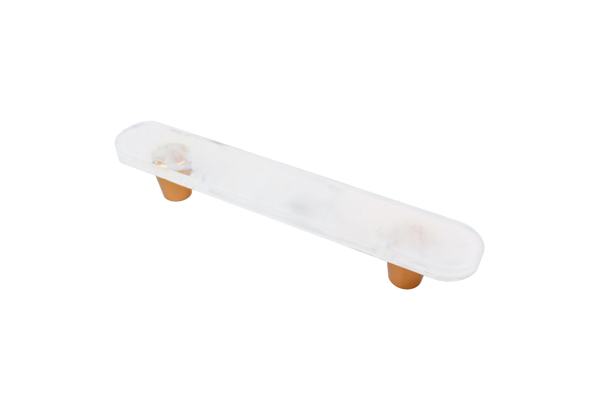 Glassia Wispy White Glass 4" CC Pill Pull with Gold Stems