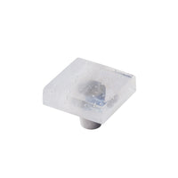 Glassia Wispy White Glass Knob 1.5" Square Knob with Stainless Steel Post
