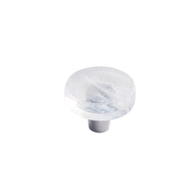 Glassia Wispy White Glass Knob 1.5" Round Knob with Stainless Steel Post