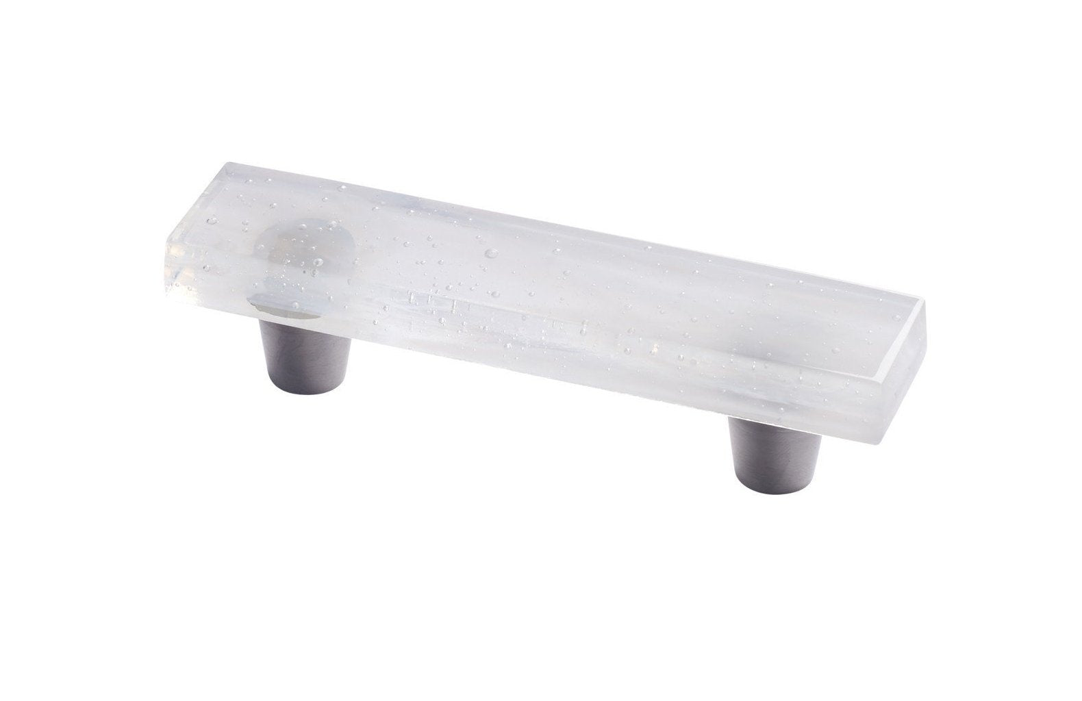 Glassia | Wispy White Glass Pull | 3" CC