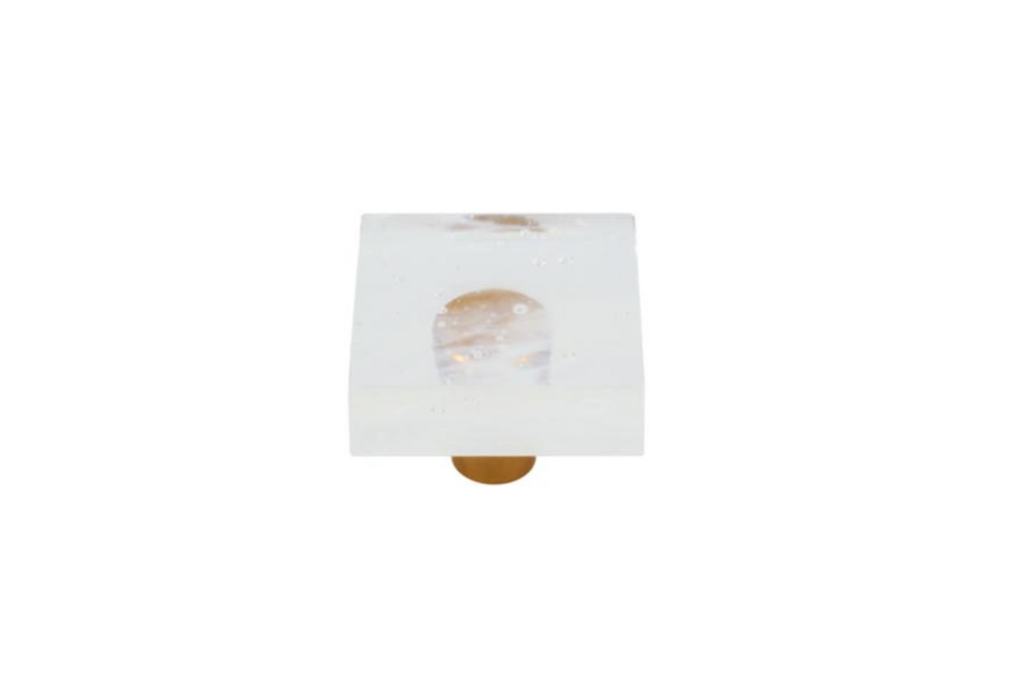 Glassia | Wispy White Glass Knob | 1.5" Square