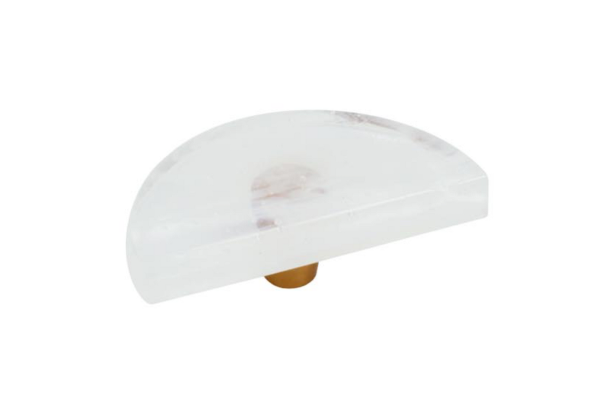 Glassia | Wispy White Glass Knob | 3" Half Moon