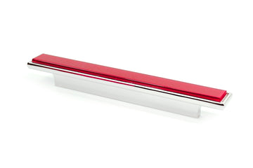 Cove Viva Magenta Glass Pull 4" CC  with Polished Nickel Finish