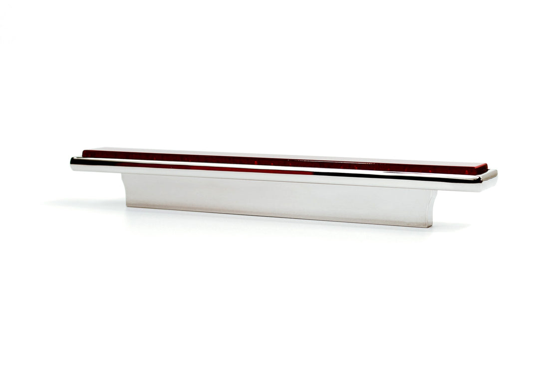 Cove Viva Magenta Glass Pull with Polished Nickel Finish