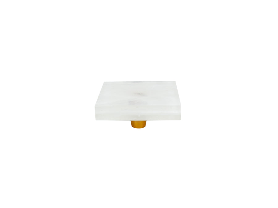 Glassia | Wispy White Glass Knob | 2.5" Square