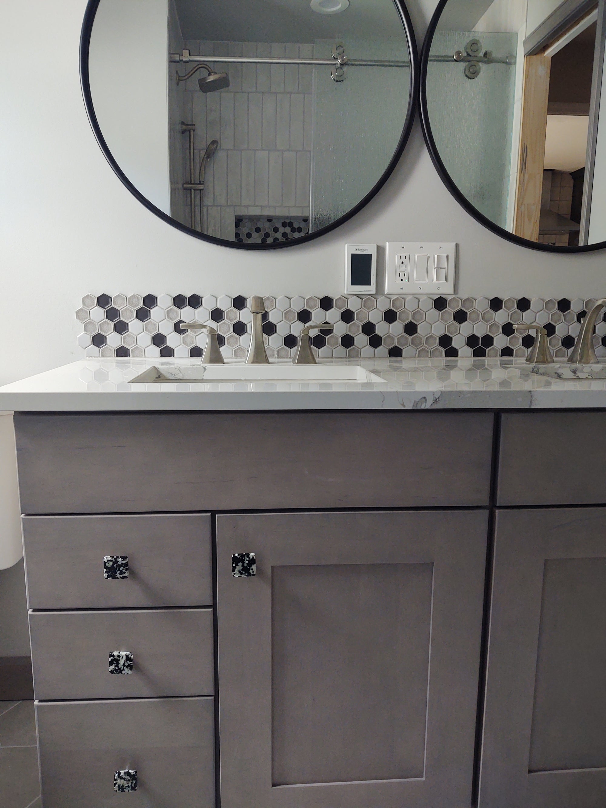 Pebbles | Black Speckle | 1.5" Square Knob